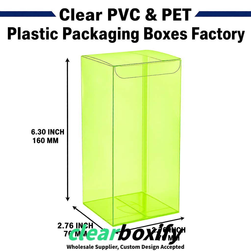 Lime Green PPWR-ready PVC & PET Clear Boxes 80x80x80/120/140/190mm 70x70x160 mm Factory Lime Green PPWR-ready PVC & PET Clear Boxes 80x80x80/120/140/190mm 70x70x160 mm Factory