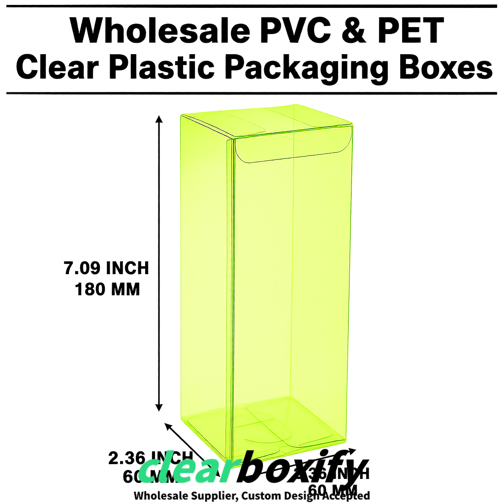 PPWR-Aligned Lime Green Translucent PVC & PET Boxes 60x60x180mm 76x76x76mm 70x70x70/100/120mm