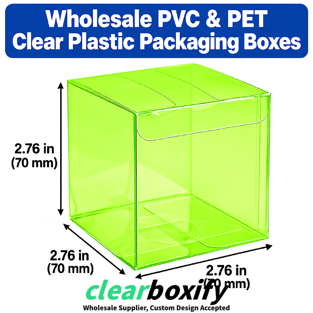 PPWR-Aligned Lime Green Translucent PVC & PET Boxes 60x60x180mm 76x76x76mm 70x70x70/100/120mm