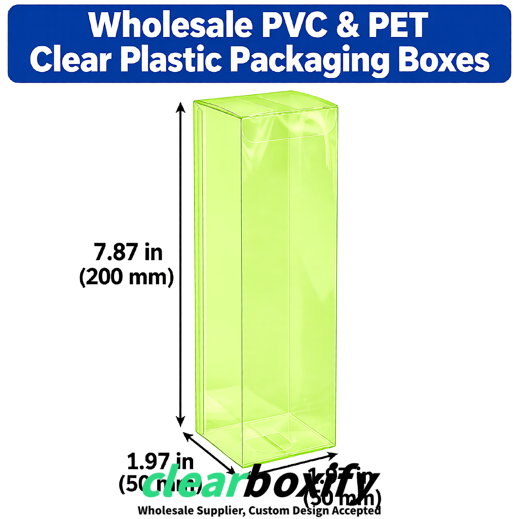 Lime Green Wholesale Clear PVC & PET Boxes 50x50x120/150/200mm 60x60x60/120 mm