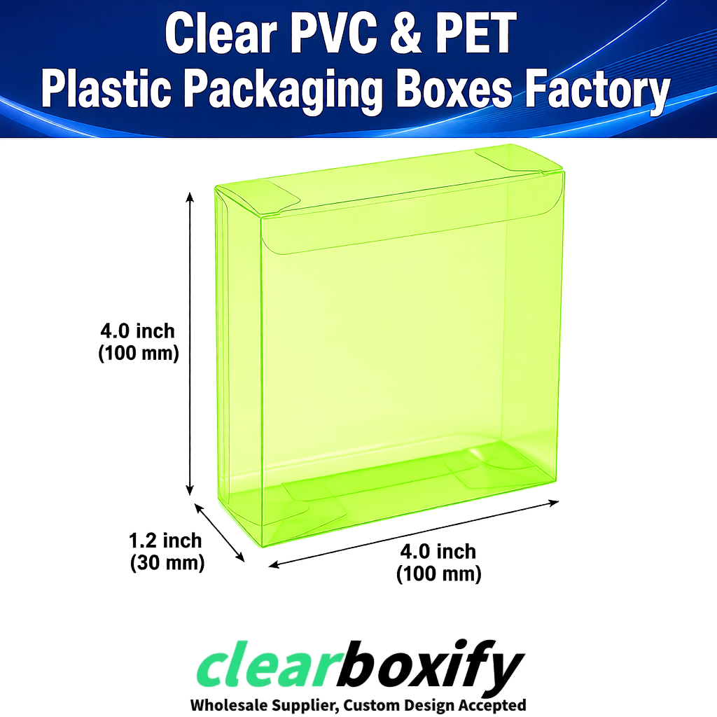 Wholesale Lime Green Clear PVC & PET Boxes 90x90x90mm 100x100x30/50/100mm