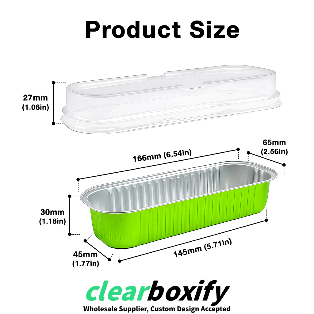 Lime Green Mini Loaf Pans with Clear Lids 6.8oz Rectangular Aluminum Foil Baking Pans Supplier