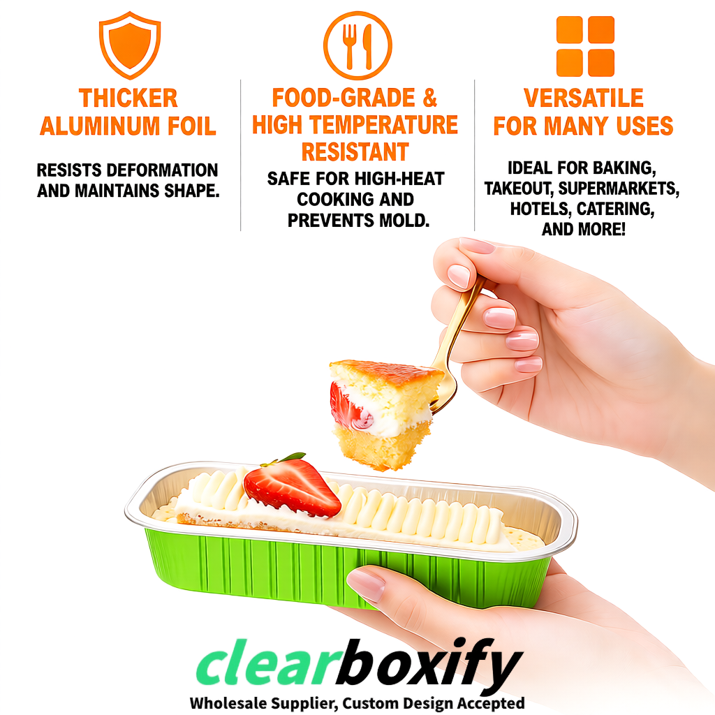 Lime Green Mini Loaf Pans with Clear Lids 6.8oz Rectangular Aluminum Foil Baking Pans Supplier