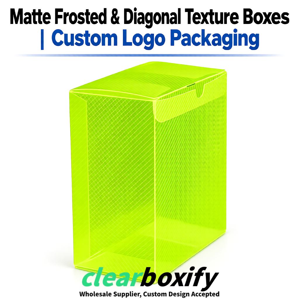 Lime Green Matte PP Frosted & Diagonal Texture Boxes with Diagonal Texture