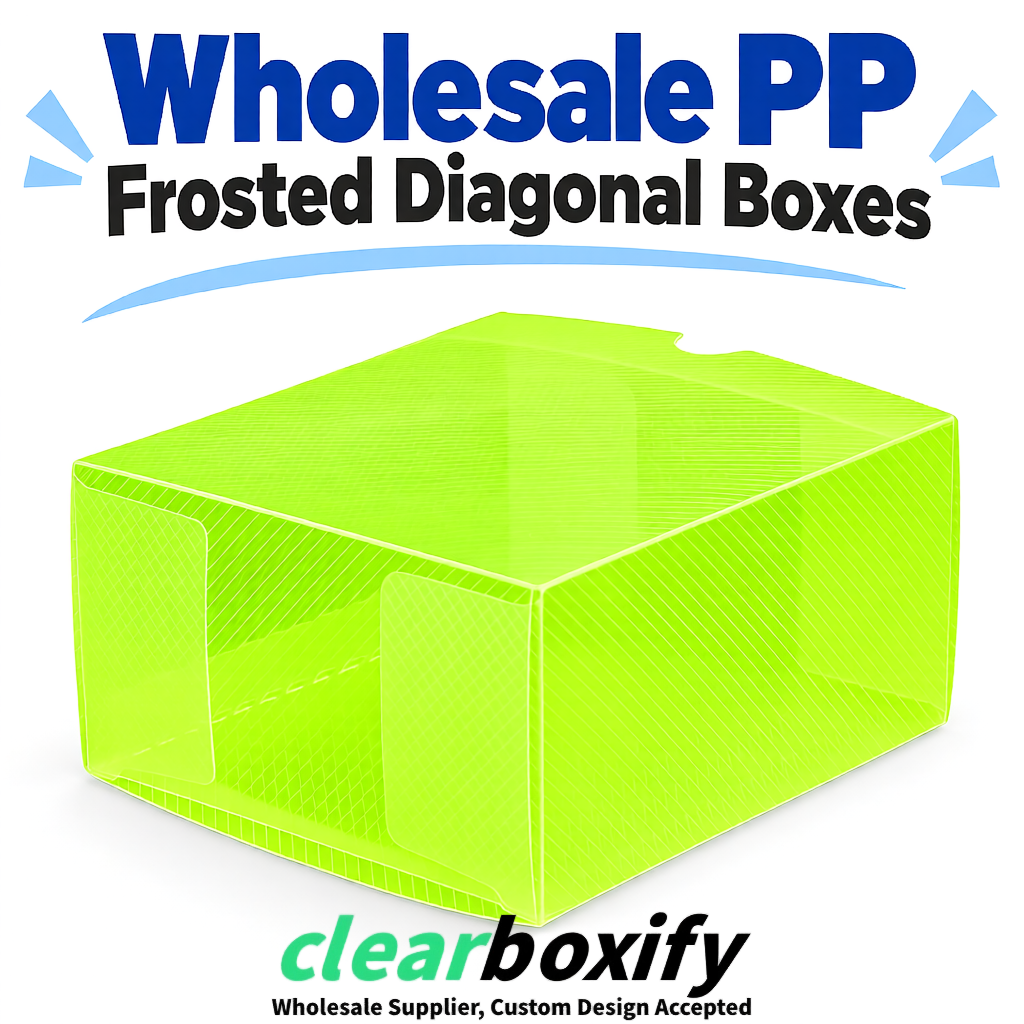 Lime Green Matte PP Frosted & Diagonal Texture Boxes with Diagonal Texture