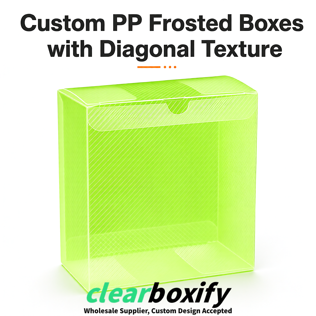 Lime Green Matte PP Frosted & Diagonal Texture Boxes with Diagonal Texture