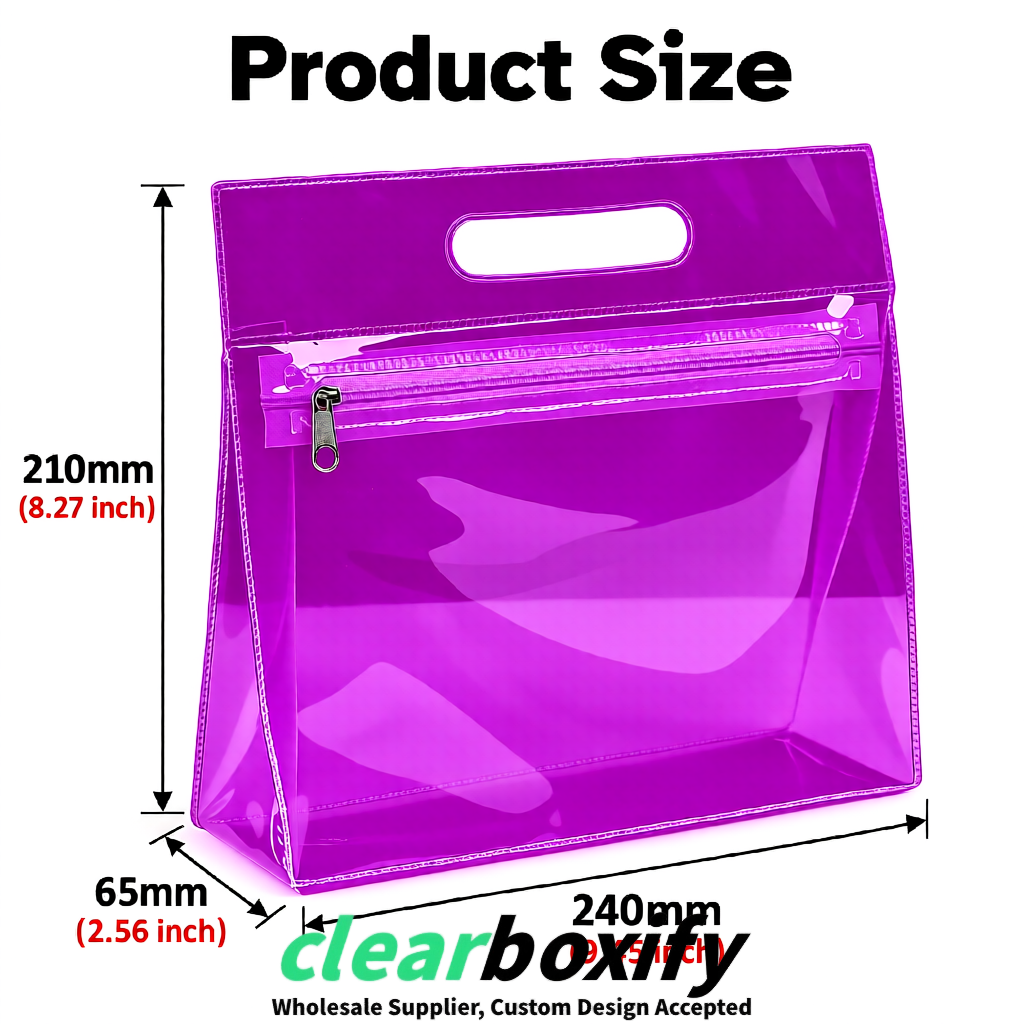 Magenta EVA/PVC Cosmetic Bags | OEM/ODM Clear Zipper Makeup Pouches