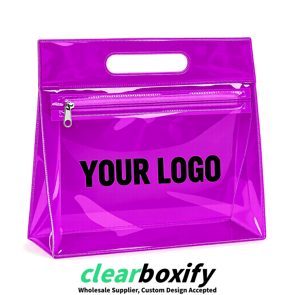 Magenta EVA/PVC Cosmetic Bags | OEM/ODM Clear Zipper Makeup Pouches