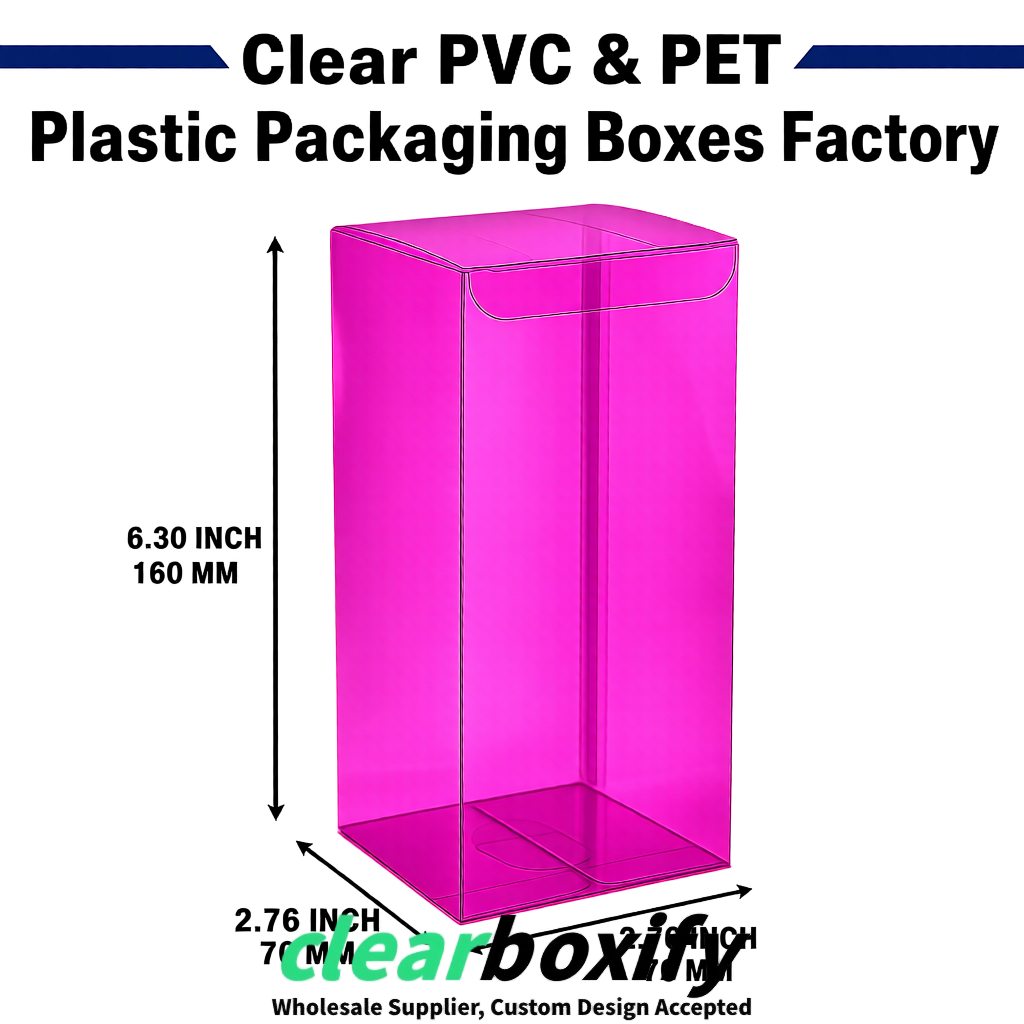 Magenta PPWR-ready PVC & PET Clear Boxes 80x80x80/120/140/190mm 70x70x160 mm Factory