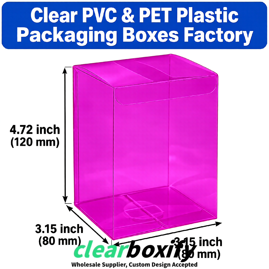 Magenta PPWR-ready PVC & PET Clear Boxes 80x80x80/120/140/190mm 70x70x160 mm Factory