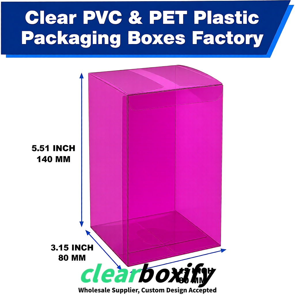 Magenta PPWR-ready PVC & PET Clear Boxes 80x80x80/120/140/190mm 70x70x160 mm Factory