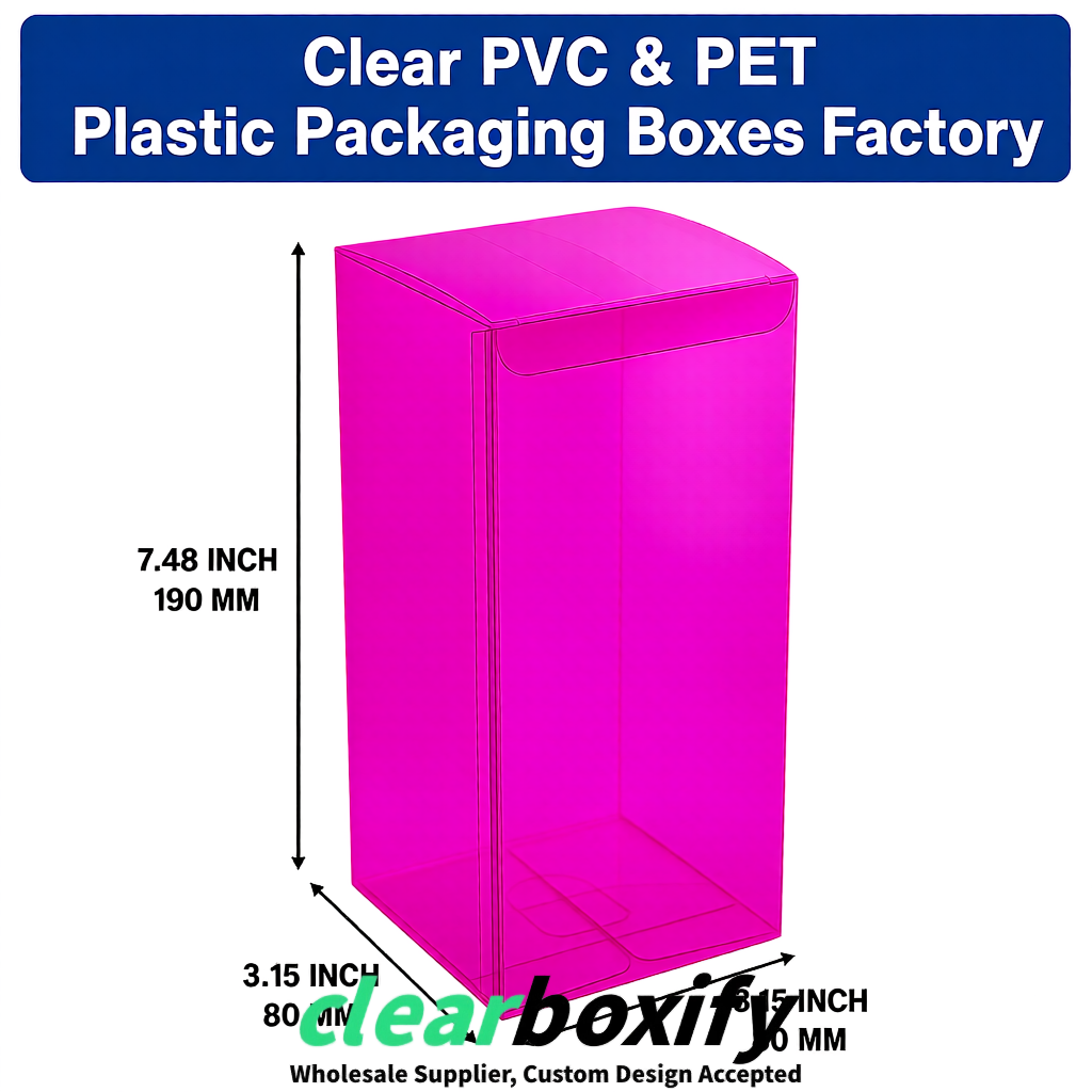 Magenta PPWR-ready PVC & PET Clear Boxes 80x80x80/120/140/190mm 70x70x160 mm Factory