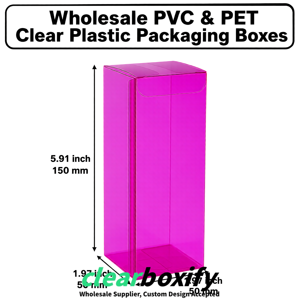Magenta Wholesale Clear PVC & PET Boxes 50x50x120/150/200mm 60x60x60/120 mm