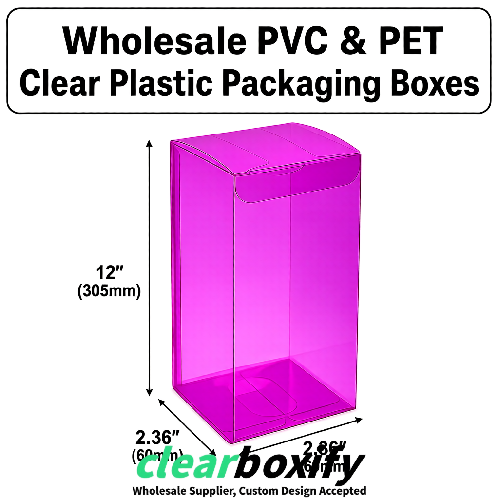 Magenta Wholesale Clear PVC & PET Boxes 50x50x120/150/200mm 60x60x60/120 mm Magenta Wholesale Clear PVC & PET Boxes 50x50x120/150/200mm 60x60x60/120 mm