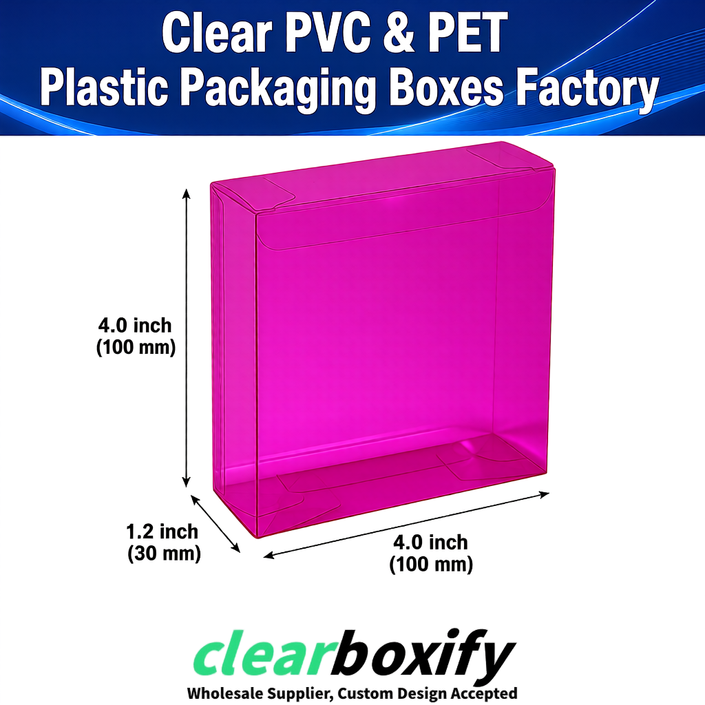 Wholesale Magenta Clear PVC & PET Boxes 90x90x90mm 100x100x30/50/100mm