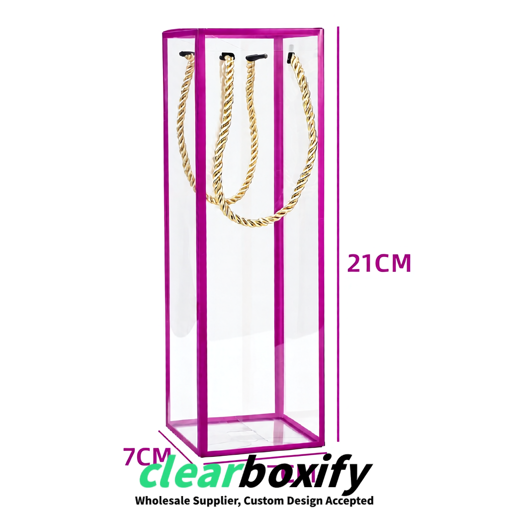 Magenta Private Label Clear PVC, PP, PET Tote Bags & Handbags Wholesale