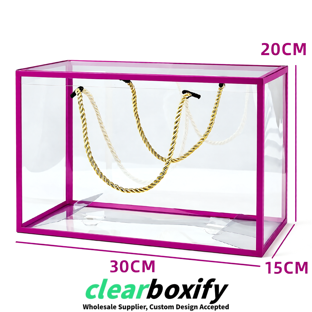 Magenta Private Label Clear PVC, PP, PET Tote Bags & Handbags Wholesale