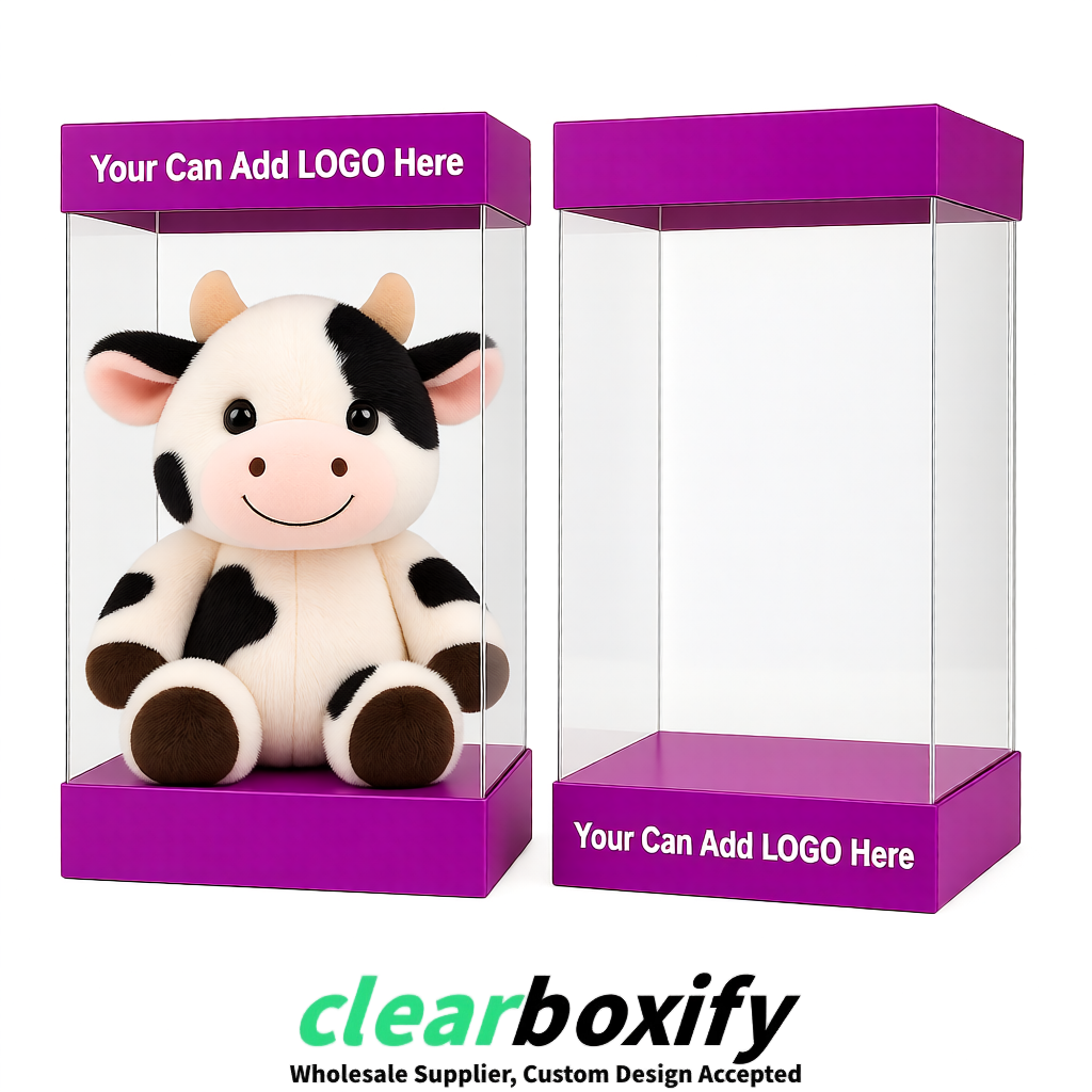 Magenta Clear Toy Display Boxes with White Base & Top | Wholesale Bulk Packaging
