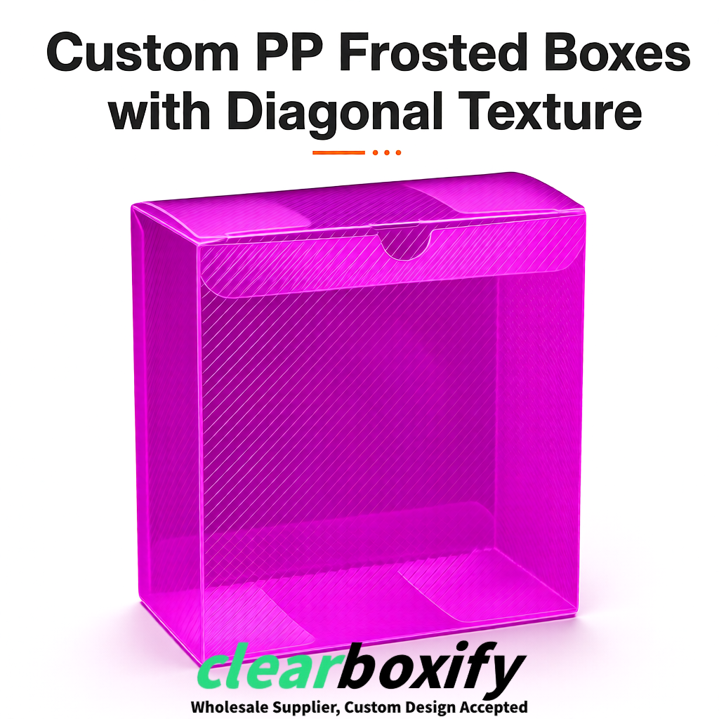 Magenta Matte PP Frosted & Diagonal Texture Boxes with Diagonal Texture