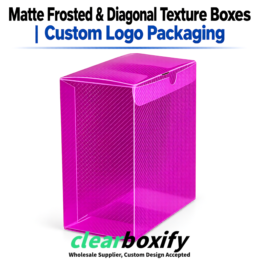 Magenta Matte PP Frosted & Diagonal Texture Boxes with Diagonal Texture