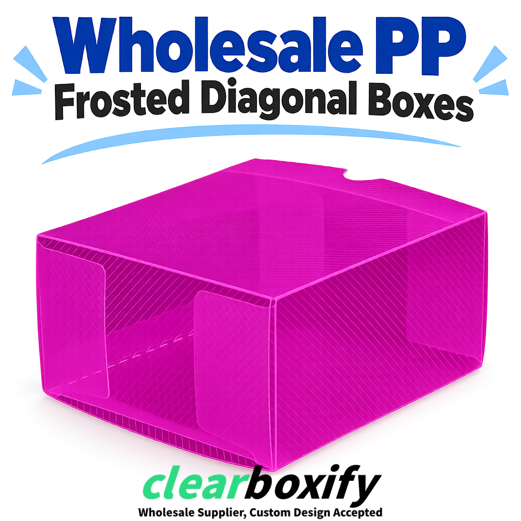 Magenta Matte PP Frosted & Diagonal Texture Boxes with Diagonal Texture