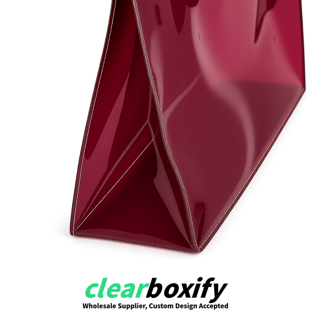 Maroon EVA/PVC Cosmetic Bags | OEM/ODM Clear Zipper Makeup Pouches