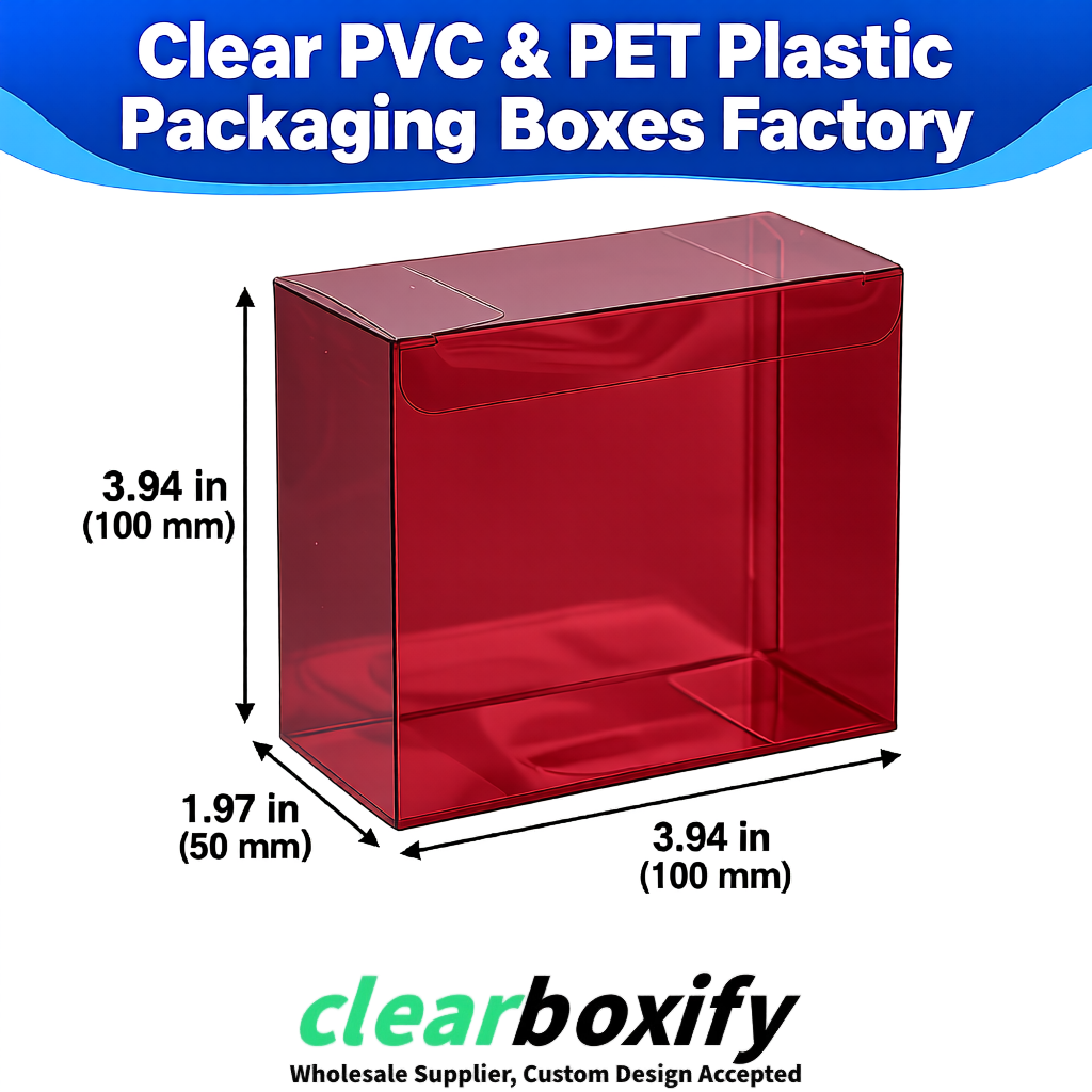 Wholesale Maroon Clear PVC & PET Boxes 90x90x90mm 100x100x30/50/100mm
