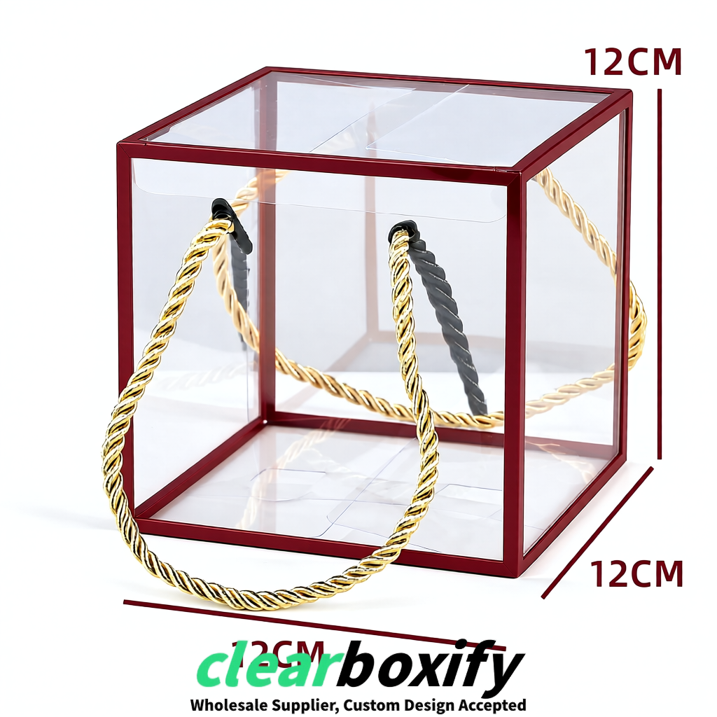 Maroon Private Label Clear PVC, PP, PET Tote Bags & Handbags Wholesale