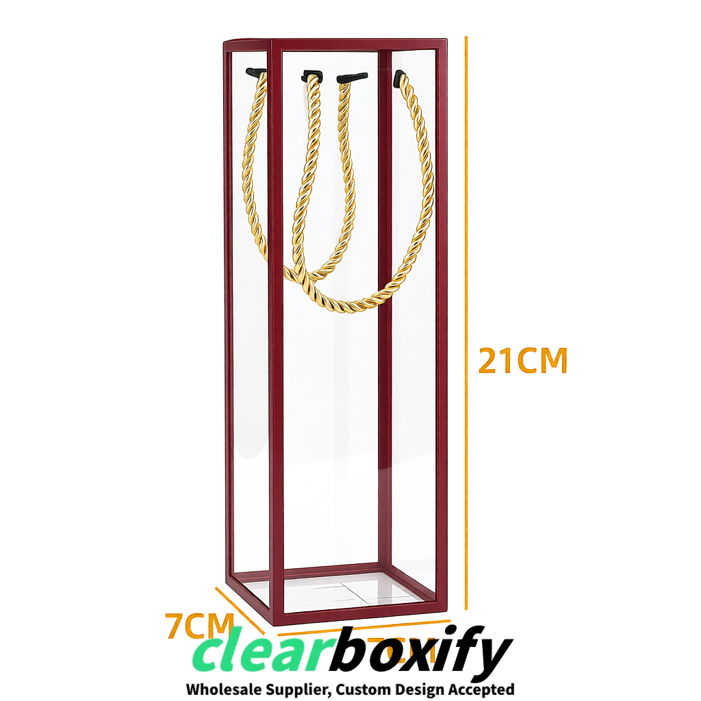 Maroon Private Label Clear PVC, PP, PET Tote Bags & Handbags Wholesale
