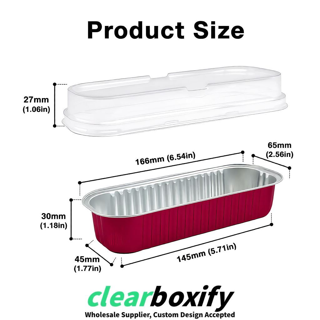 Maroon Mini Loaf Pans with Clear Lids 6.8oz Rectangular Aluminum Foil Baking Pans Supplier