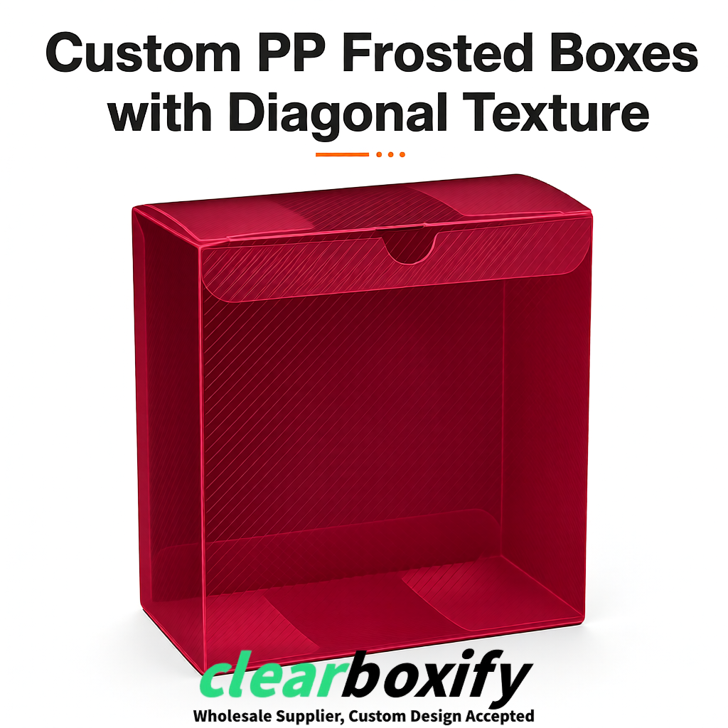 Maroon Matte PP Frosted & Diagonal Texture Boxes with Diagonal Texture