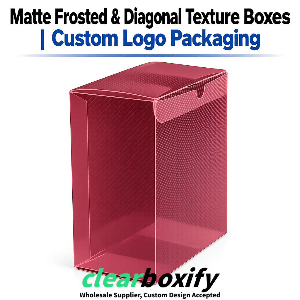 Maroon Matte PP Frosted & Diagonal Texture Boxes with Diagonal Texture