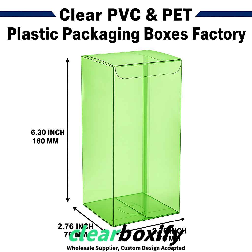 Matcha Green PPWR-ready PVC & PET Clear Boxes 80x80x80/120/140/190mm 70x70x160 mm Factory