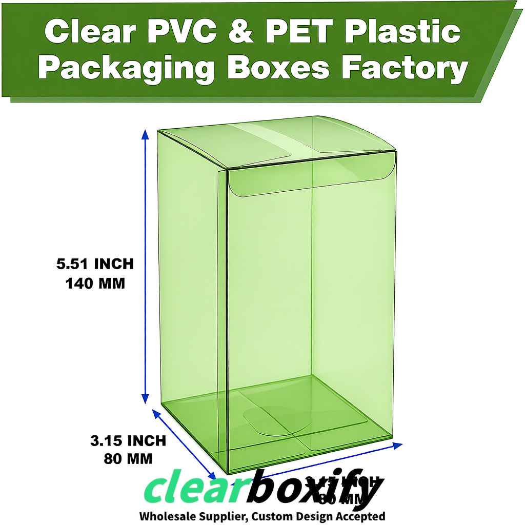 Matcha Green PPWR-ready PVC & PET Clear Boxes 80x80x80/120/140/190mm 70x70x160 mm Factory Matcha Green PPWR-ready PVC & PET Clear Boxes 80x80x80/120/140/190mm 70x70x160 mm Factory