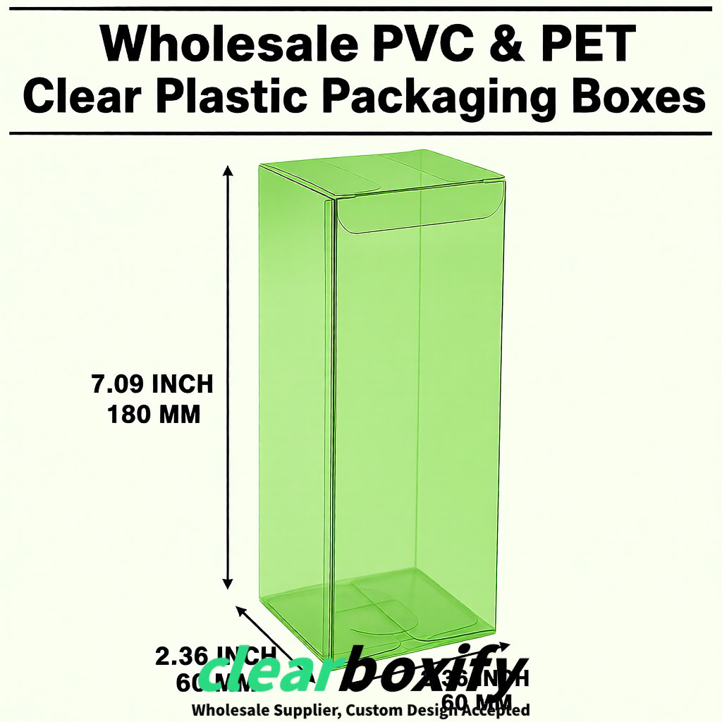 PPWR-Aligned Matcha Green Translucent PVC & PET Boxes 60x60x180mm 76x76x76mm 70x70x70/100/120mm