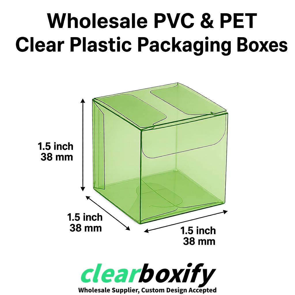 Matcha Green Clear PVC & PET Boxes 38x38x38, 40x40x40, 50x50x50/80mm