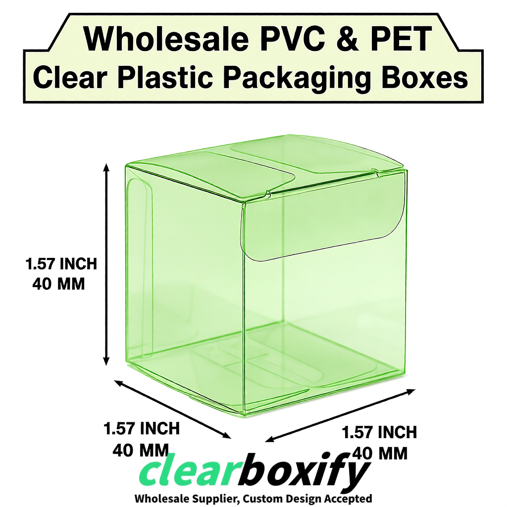 Matcha Green Clear PVC & PET Boxes 38x38x38, 40x40x40, 50x50x50/80mm