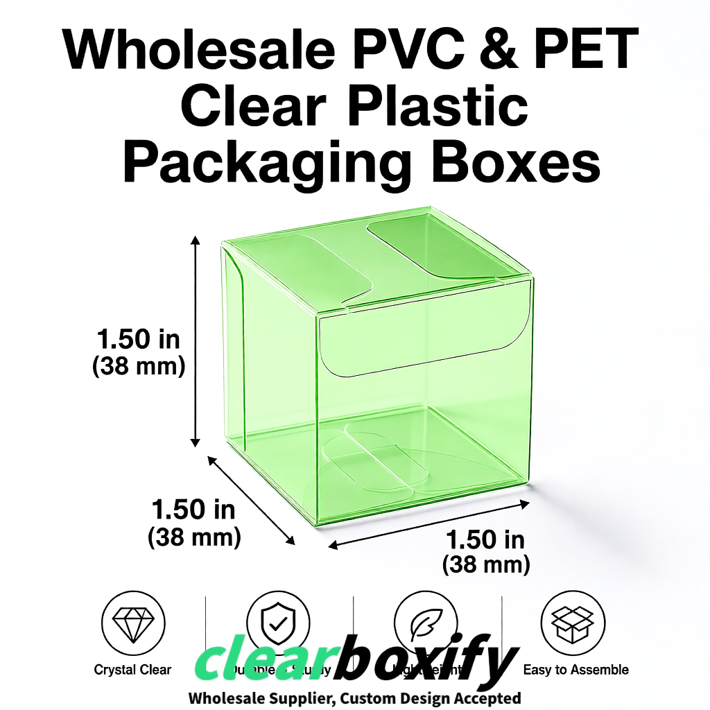 Matcha Green Clear PVC & PET Boxes 38x38x38, 40x40x40, 50x50x50/80mm