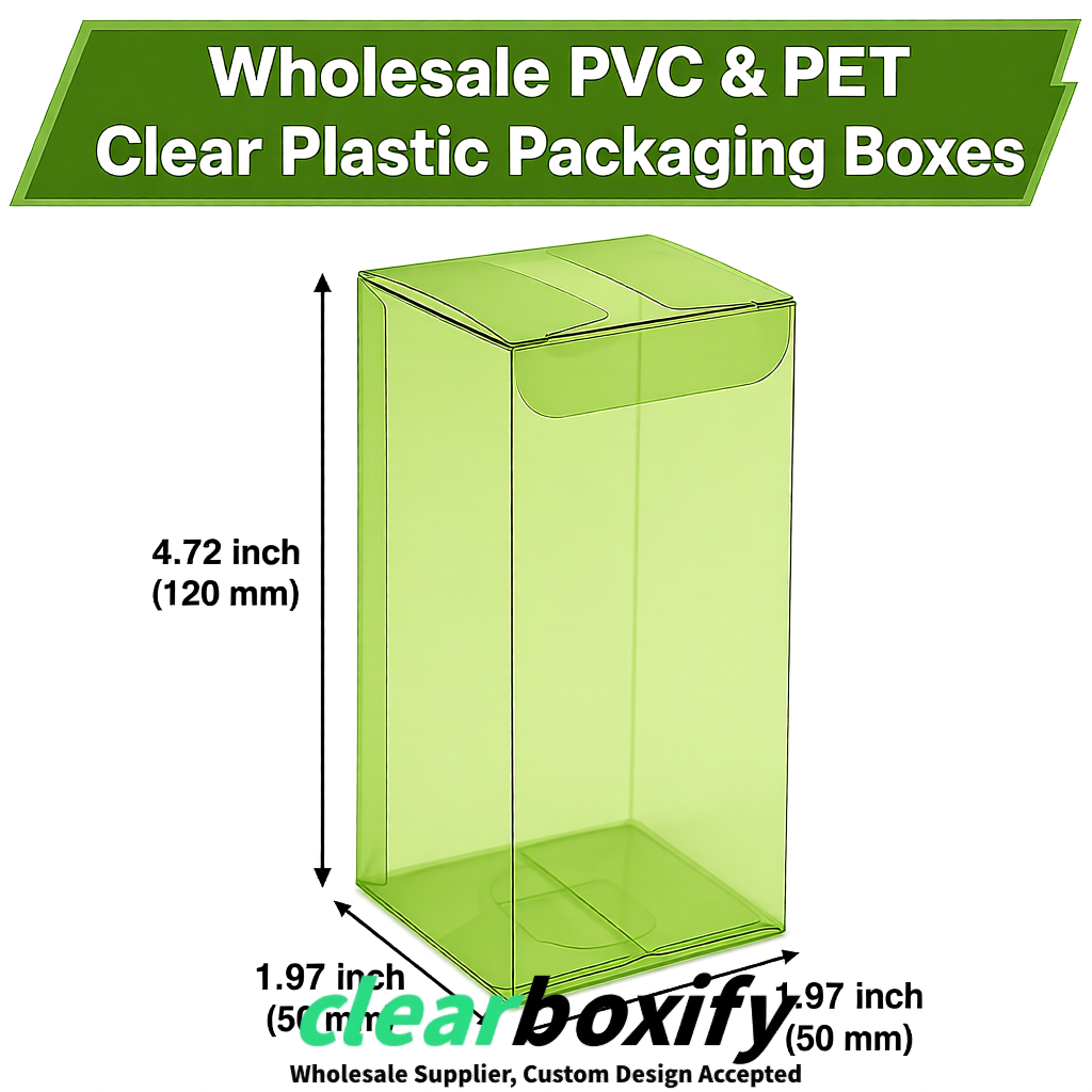 Matcha Green Wholesale Clear PVC & PET Boxes 50x50x120/150/200mm 60x60x60/120 mm