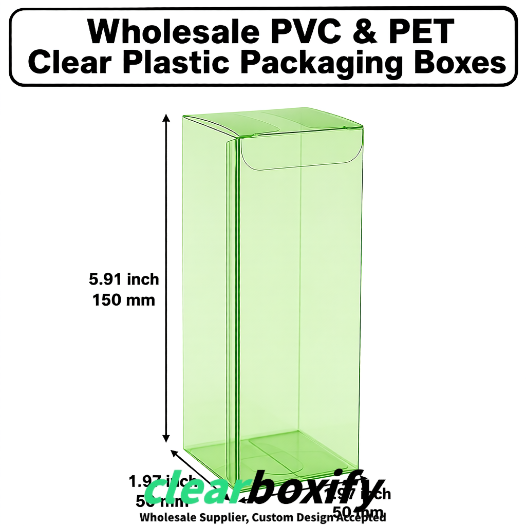 Matcha Green Wholesale Clear PVC & PET Boxes 50x50x120/150/200mm 60x60x60/120 mm