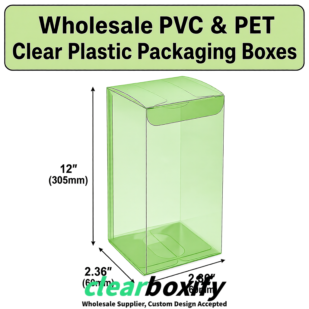 Matcha Green Wholesale Clear PVC & PET Boxes 50x50x120/150/200mm 60x60x60/120 mm