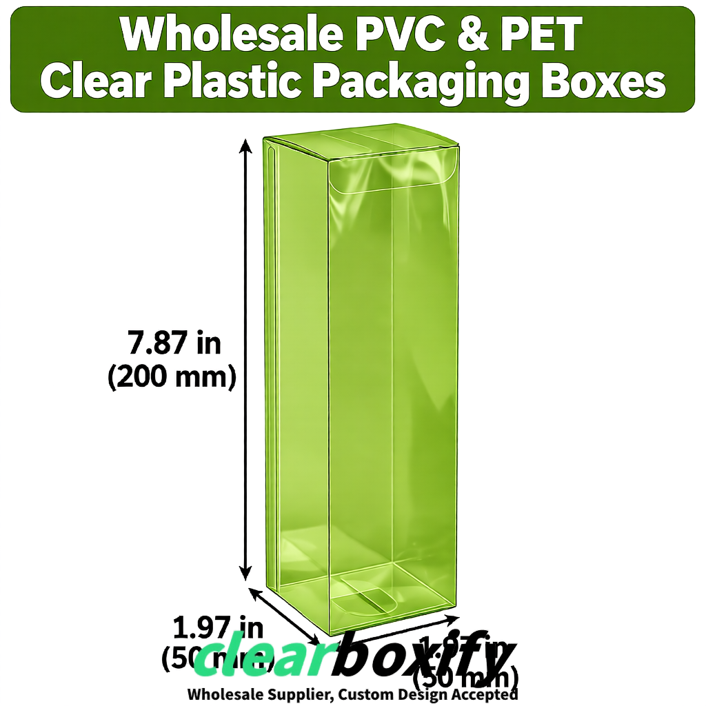 Matcha Green Wholesale Clear PVC & PET Boxes 50x50x120/150/200mm 60x60x60/120 mm