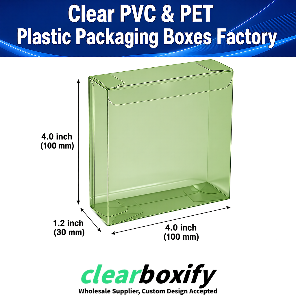 Wholesale Matcha Green Clear PVC & PET Boxes 90x90x90mm 100x100x30/50/100mm