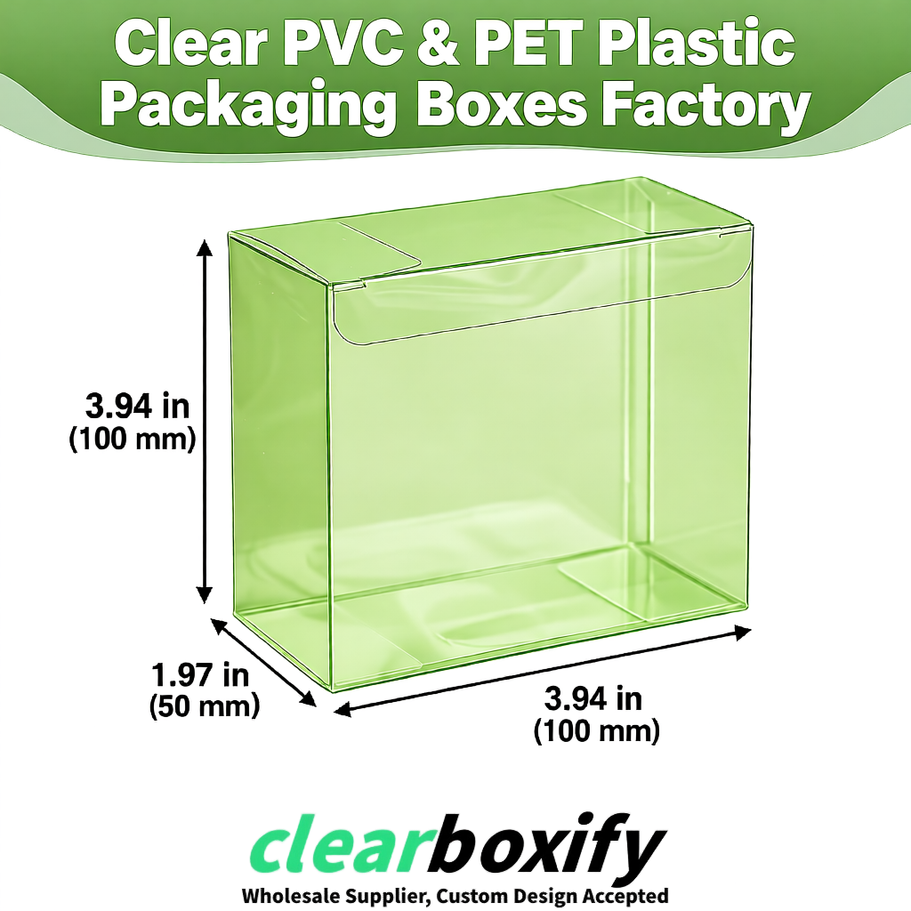 Wholesale Matcha Green Clear PVC & PET Boxes 90x90x90mm 100x100x30/50/100mm