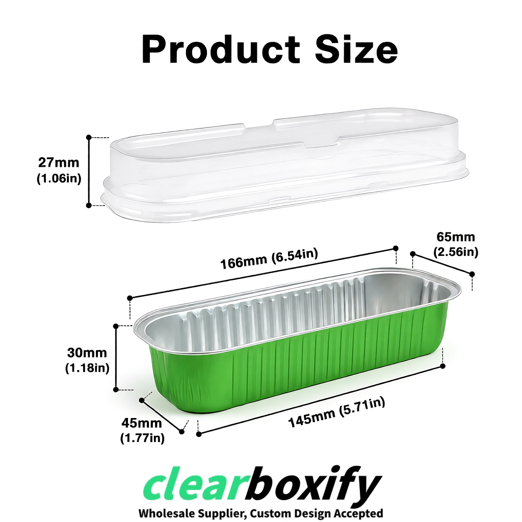 Matcha Green Mini Loaf Pans with Clear Lids 6.8oz Rectangular Aluminum Foil Baking Pans Supplier