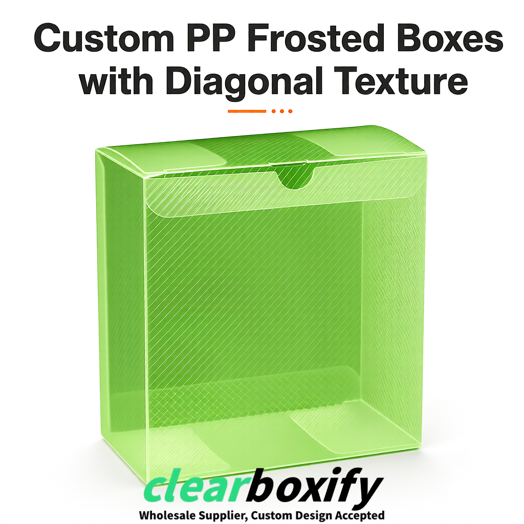 Matcha Green Matte PP Frosted & Diagonal Texture Boxes with Diagonal Texture