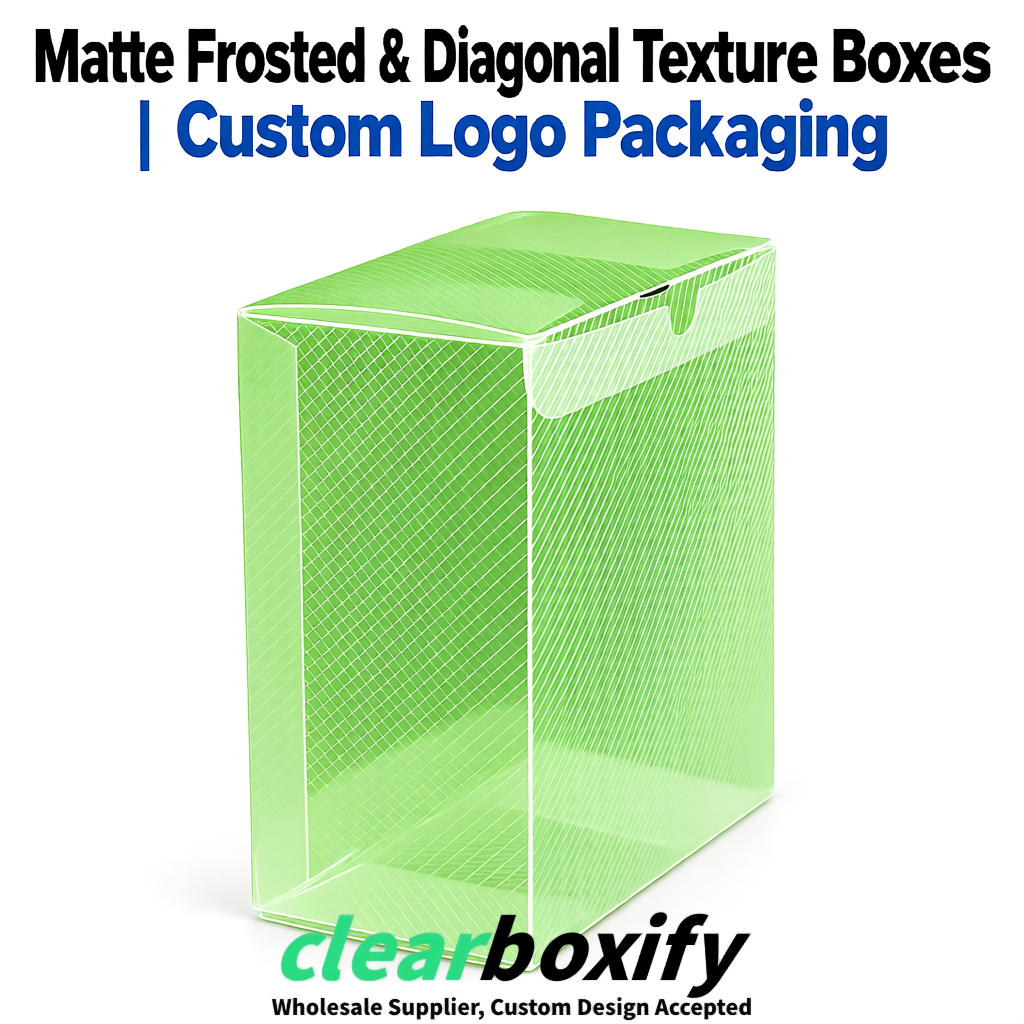 Matcha Green Matte PP Frosted & Diagonal Texture Boxes with Diagonal Texture