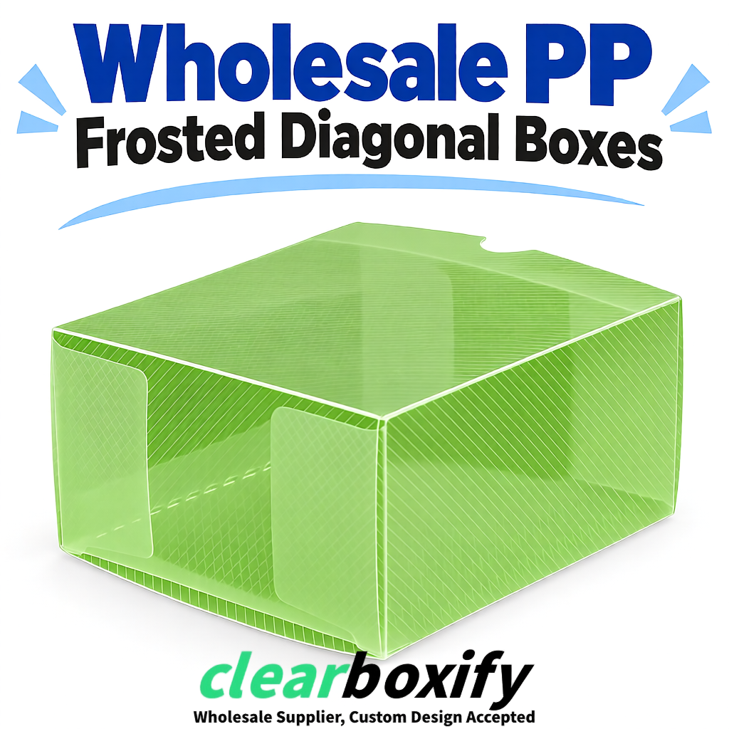 Matcha Green Matte PP Frosted & Diagonal Texture Boxes with Diagonal Texture