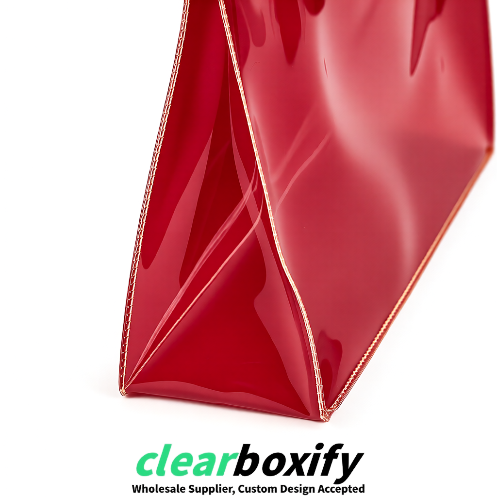 Matte Red EVA/PVC Cosmetic Bags | OEM/ODM Clear Zipper Makeup Pouches