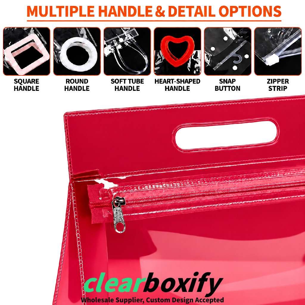 Matte Red EVA/PVC Cosmetic Bags | OEM/ODM Clear Zipper Makeup Pouches Matte Red EVA/PVC Cosmetic Bags | OEM/ODM Clear Zipper Makeup Pouches